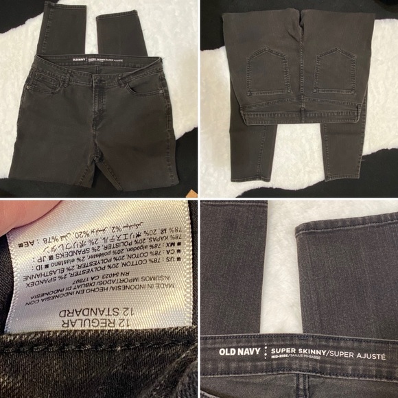 OLD NAVY Super Skinny mid-rise 12 regular blackish jeans - Picture 3 of 5